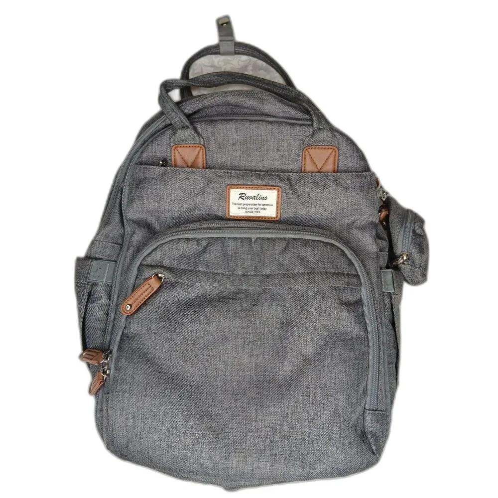 RUVALINO Diaper Backpack Multifunction Travel Pack Maternity Changing Bag Gray